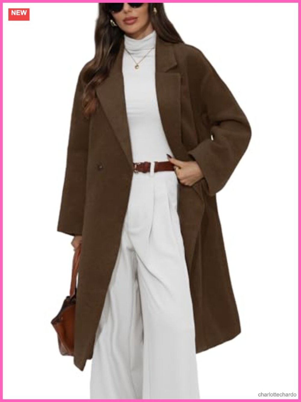 Wool Blend Long Peacoat Double Breasted Notch Lapel Winter Coat